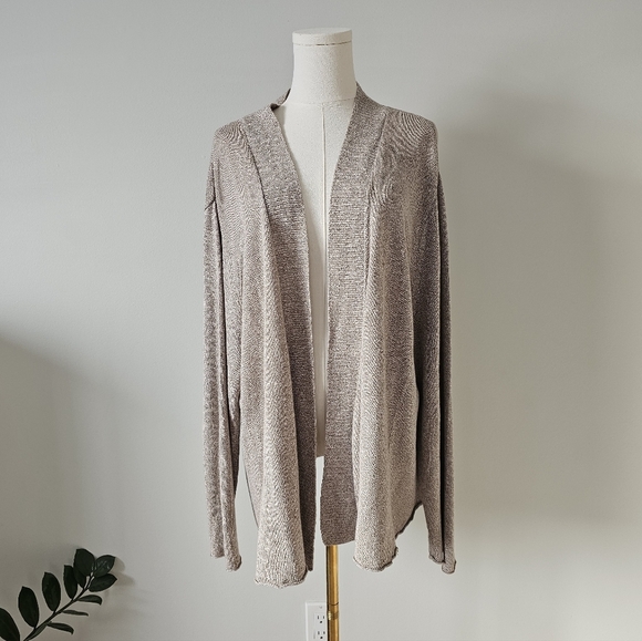 Eileen Fisher Sweaters - Eileen Fisher 3x Linen Cotton Blend Taupe Open-Front Cardigan
